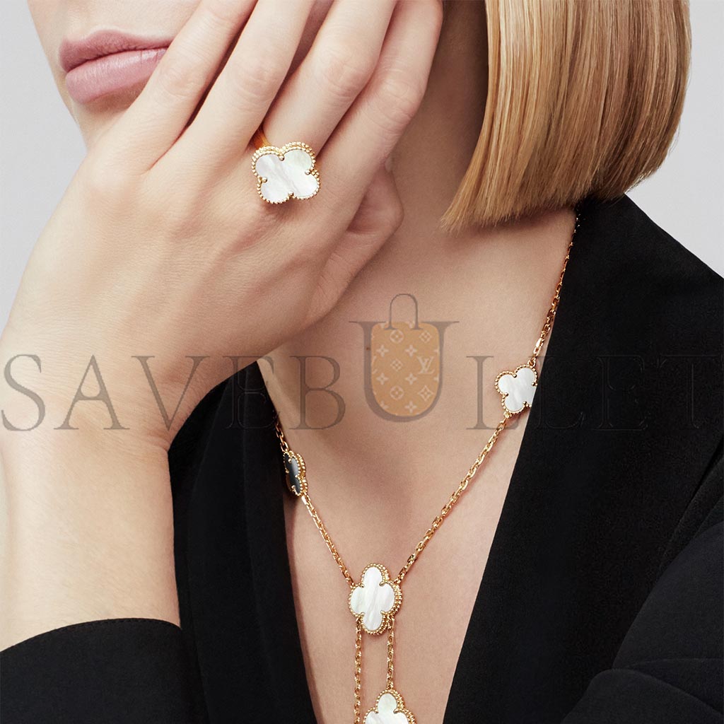 V*N CL*F arpels magic alhambra ring - yellow gold, mother-of-pearl vcarf78900